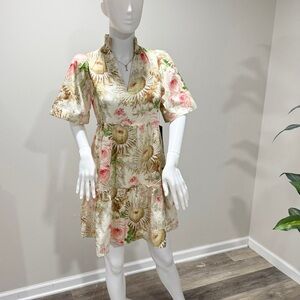 Tuckernuck Kenzo Mini Dress XL Pink Floral Sunflower Ruffle Sleeve NWT
